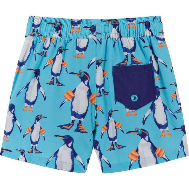 Stretch Penguin With Floaties Boardshort, Blue - Swim Trunks - 2