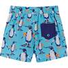 Stretch Penguin With Floaties Boardshort, Blue - Swim Trunks - 2