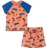 Short Sleeve Dune Buggy Rashguard Swim Set, Orange - Mixed Apparel Set - 1 - thumbnail