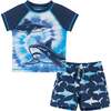 Short Sleeve Tie-Dye Shark Rashguard Swim Set - Rash Guards - 1 - thumbnail