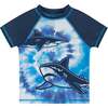 Short Sleeve Tie-Dye Shark Rashguard Swim Set, Blue - Mixed Apparel Set - 3