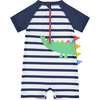 Stripe Croc Swim Romper, Navy And White Stripe - Mixed Apparel Set - 4