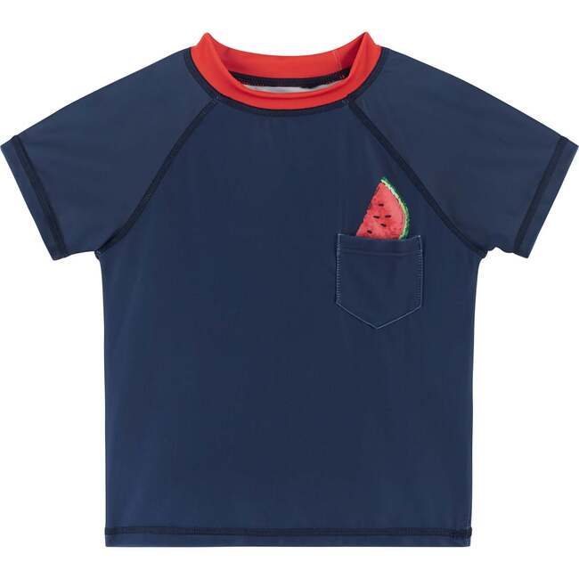 Short Sleeve Watermelon Rashguard Swim Set, Navy - Mixed Apparel Set - 4