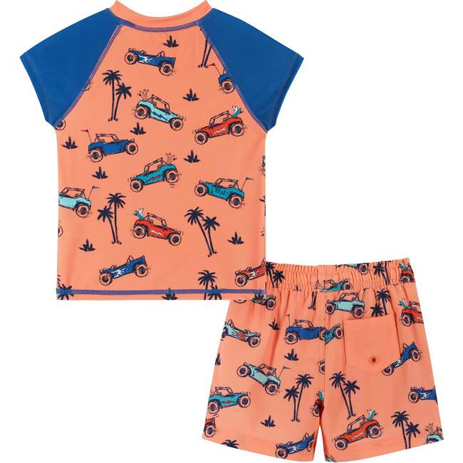 Short Sleeve Dune Buggy Rashguard Swim Set, Orange - Mixed Apparel Set - 3