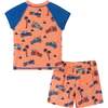 Short Sleeve Dune Buggy Rashguard Swim Set, Orange - Mixed Apparel Set - 3
