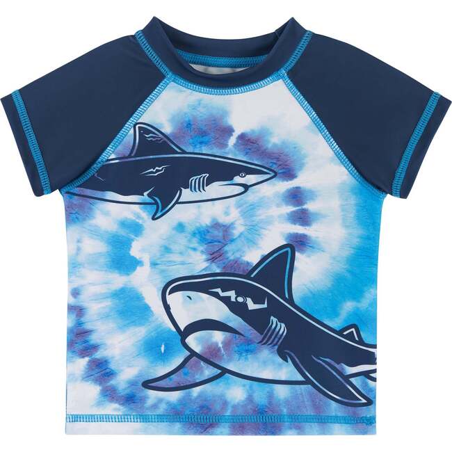 Short Sleeve Tie-Dye Shark Rashguard Swim Set - Rash Guards - 3