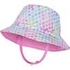Reversible Bucket Hat, Blue And Pink Dots - Hats - 1 - thumbnail