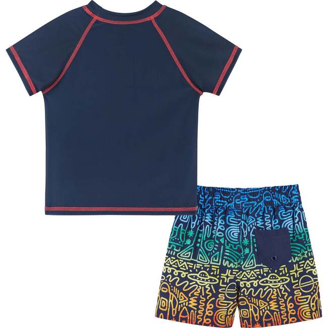 Short Sleeve Rocket Rashguard Swim Set, Navy - Mixed Apparel Set - 4