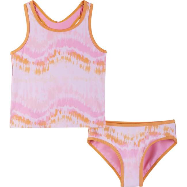 Reversible Tie-Dye Print Two-Piece Swim Suit, Pink - Two Pieces - 1