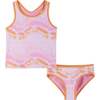 Reversible Tie-Dye Print Two-Piece Swim Suit, Pink - Two Pieces - 1 - thumbnail