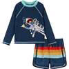Long Sleeve Scuba Rashguard Swim Set, Navy - Mixed Apparel Set - 1 - thumbnail