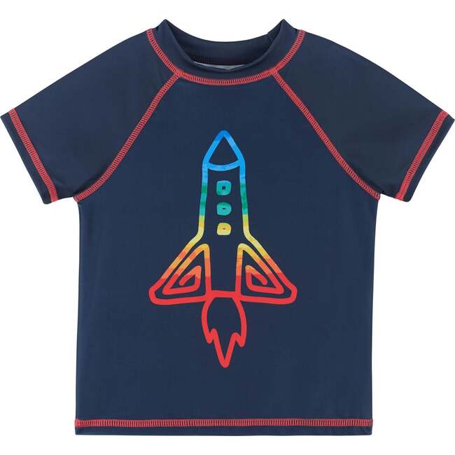 Short Sleeve Rocket Rashguard Swim Set, Navy - Mixed Apparel Set - 5