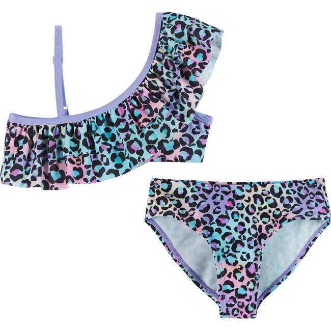 Multicolor Leopard Bikini Set, Black - Two Pieces - 1