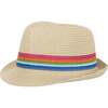 Multicolor Band Fedora Hat, Beige - Hats - 1 - thumbnail