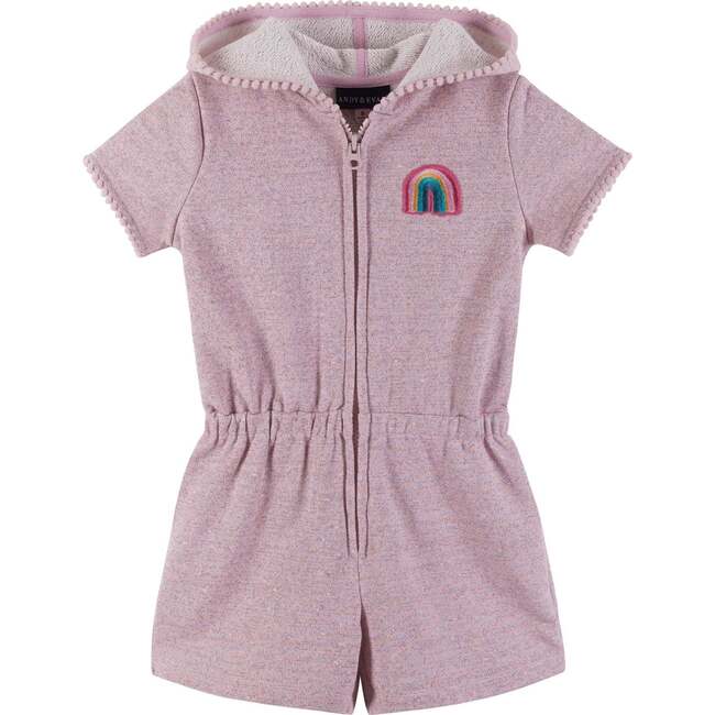 Hooded Rainbow Cover-Up Romper, Pink