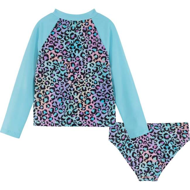 Leopard Rashguard Set, Aqua - Rash Guards - 2
