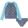 Leopard Rashguard Set, Aqua - Rash Guards - 2