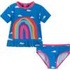 Fringe Rainbow Rashguard Set, Blue - Rash Guards - 1 - thumbnail
