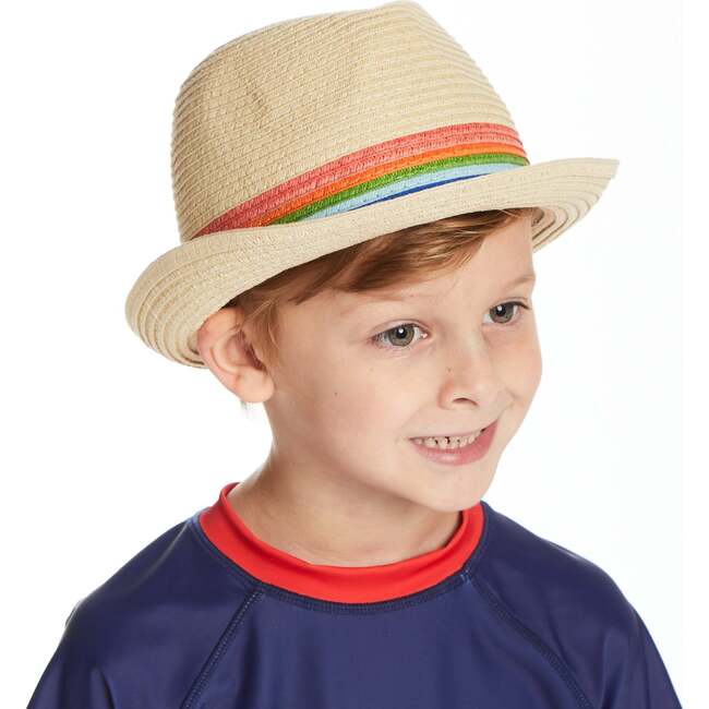 Multicolor Band Fedora Hat, Beige - Hats - 3
