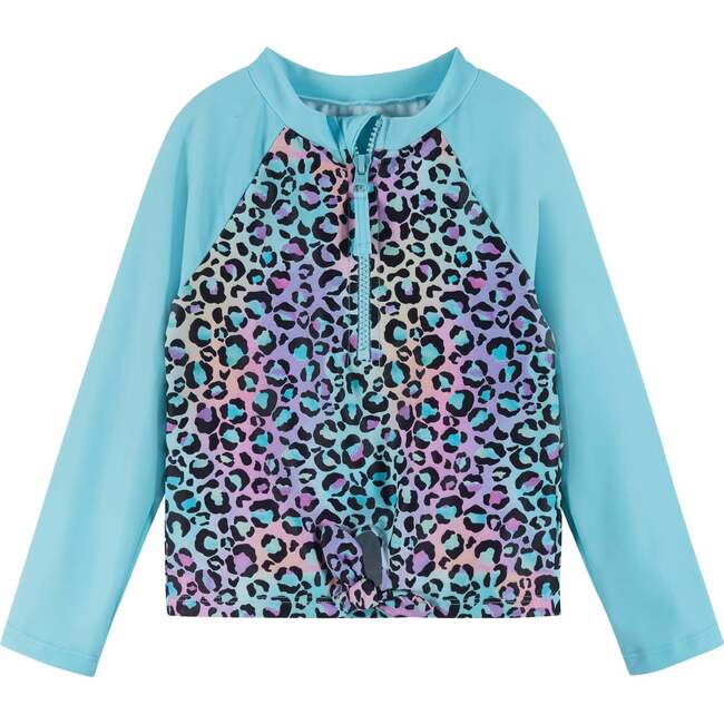 Leopard Rashguard Set, Aqua - Rash Guards - 3
