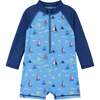 Sailboat Shark Swim Romper, Blue - Mixed Apparel Set - 3