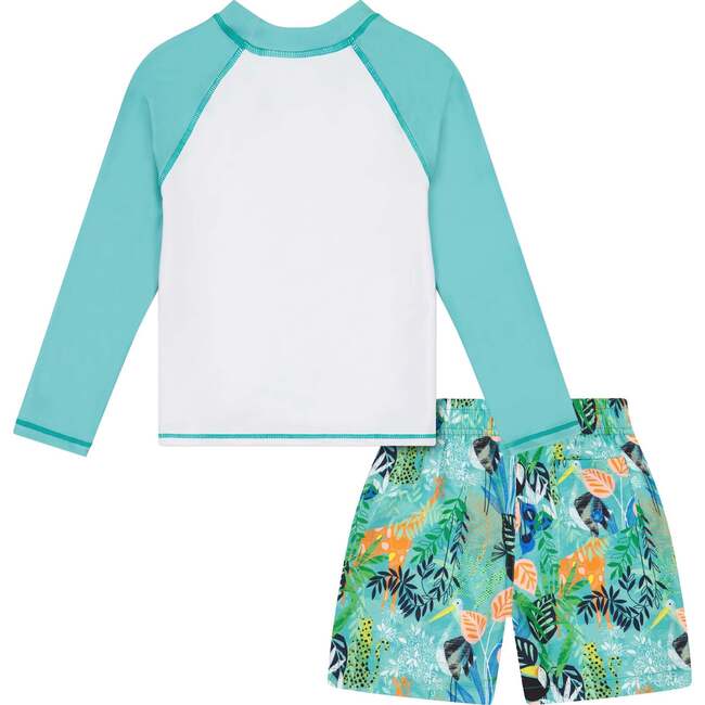 Long Sleeve Giraffe Rashguard Swim Set, Green - Rash Guards - 5
