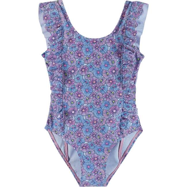 Daisy Ruffle One-Piece Swim Suit, Purple