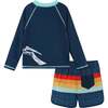 Long Sleeve Scuba Rashguard Swim Set, Navy - Mixed Apparel Set - 6