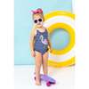 Flamingo One-Piece Swim Suit, Blue - One Pieces - 2