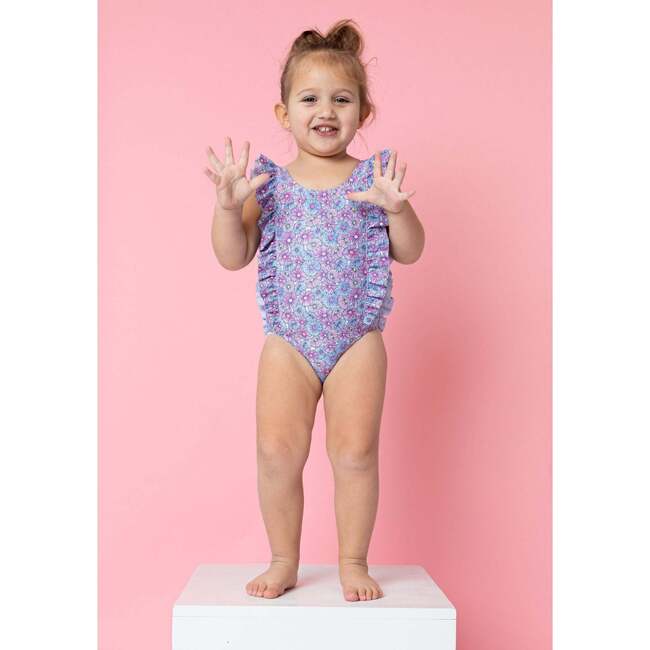 Daisy Ruffle One-Piece Swim Suit, Purple - One Pieces - 2