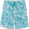 Comfort Lined Aqua Palm Tree Board Short, Blue - Swim Trunks - 1 - thumbnail