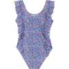 Daisy Ruffle One-Piece Swim Suit, Purple - One Pieces - 3 - thumbnail
