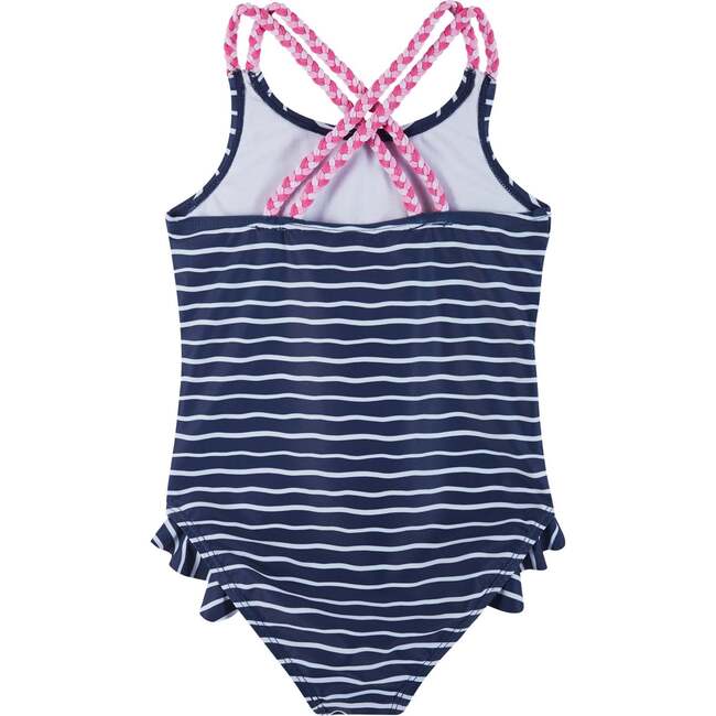 Flamingo One-Piece Swim Suit, Blue - One Pieces - 3