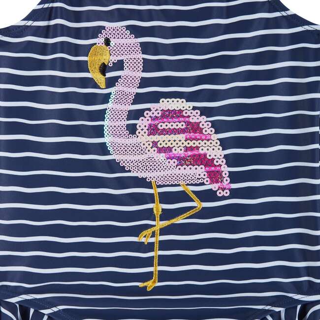 Flamingo One-Piece Swim Suit, Blue - One Pieces - 4