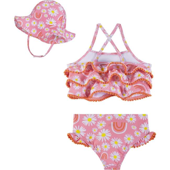 Daisy & Rainbow Tankini And Hat, Pink - Mixed Apparel Set - 5