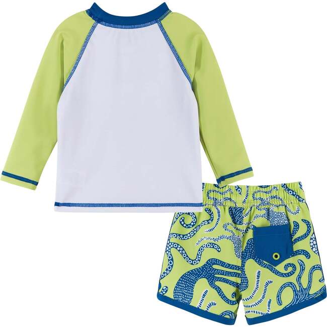 Long Sleeve Crazy Octo Rashguard Swim Set, Green - Rash Guards - 4