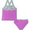 Reversible Tropical Star Fish Print Two-Piece Swim Suit, Green And Pink - Two Pieces - 6