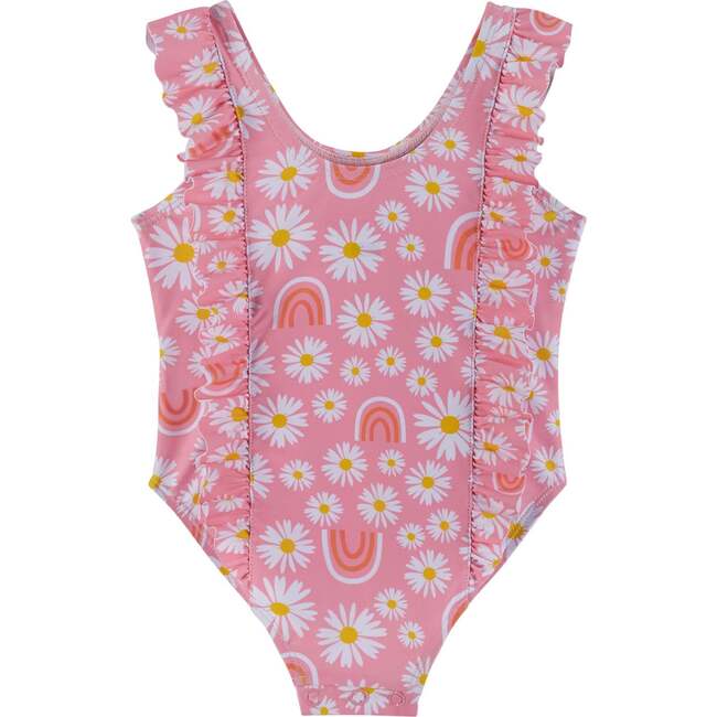 Daisy Ruffle One-Piece Swim Suit, Pink - One Pieces - 4