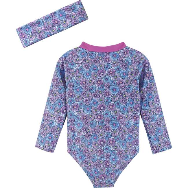Daisy One-Piece Rashguard Set, Purple - One Pieces - 4