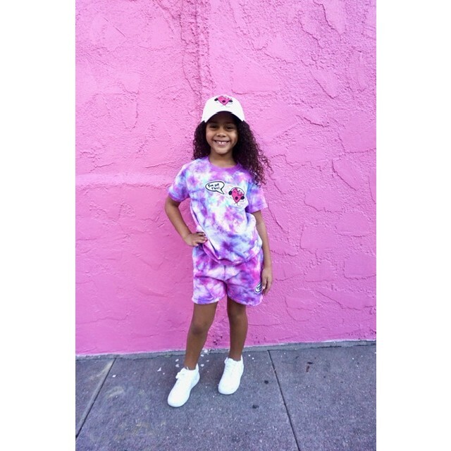 Tie Dye DJ "You've Got This" Patch Sweatshorts, Pink And Purple - Sweatpants - 4