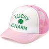 Lucky Charm Shamrock St. Patrick's Day Trucker Hat, Pink - Hats - 1 - thumbnail