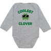 Coolest Clover St. Patrick's Day Long Sleeve Bodysuit, Grey - Onesies - 1 - thumbnail