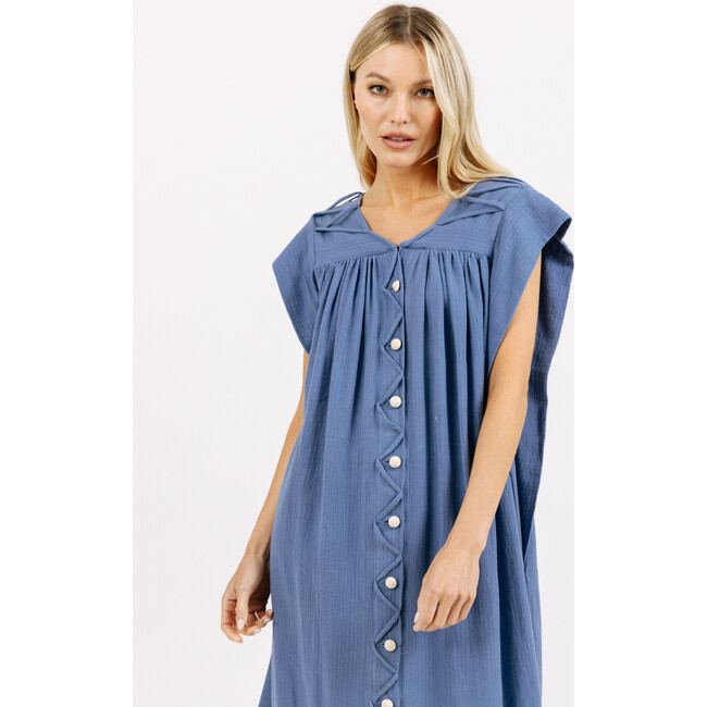Women's Pueblo Zig Zag Trim Buttoned Caftan, Horizon - Dresses - 5