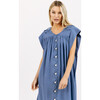 Women's Pueblo Zig Zag Trim Buttoned Caftan, Horizon - Dresses - 5