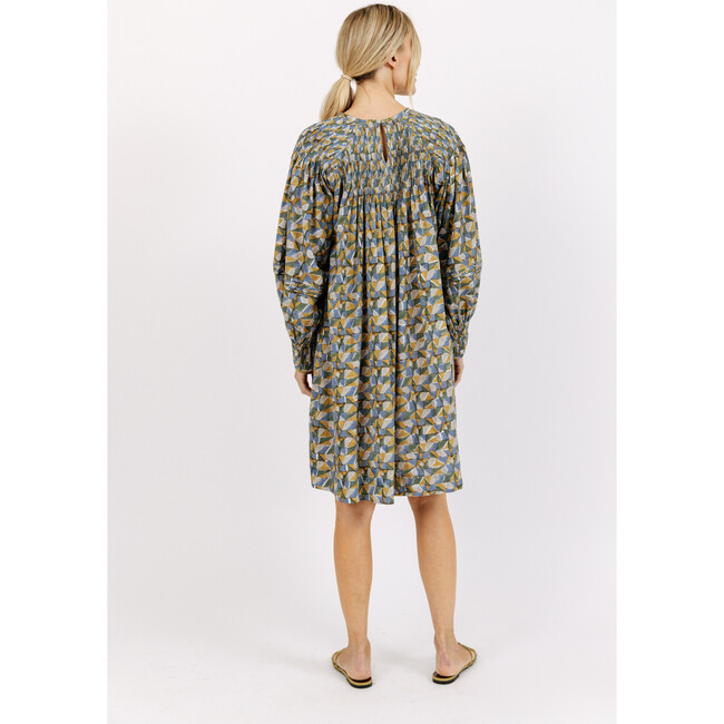 Women's Kerala Mosaic Print Khadi Short Dress, Parakeet - Dresses - 6