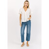 Women's Geneva Buttoned V-Neck Back Yoke Blouse, Ecru - Blouses - 4