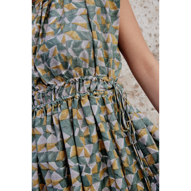 Women's Merida Mosaic Print Midaxi Dress With Side Seam, Parakeet - Dresses - 3