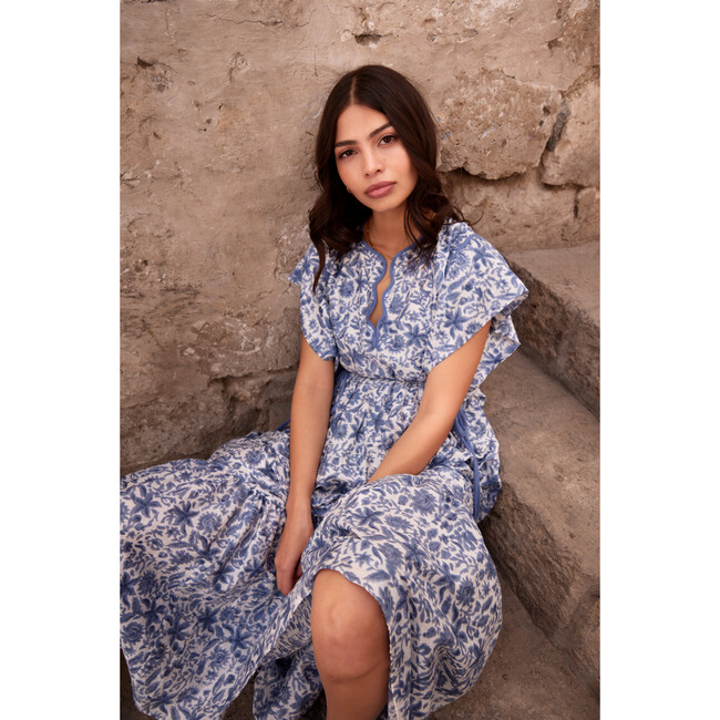 Women's Sonoma Scalloped V-Neck Dress, Bluebonnet - Dresses - 6