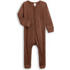 Ribbed 2-Way Zipper Sleeper, Pecan - Bodysuits - 1 - thumbnail