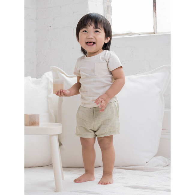 Ashby Double-Layered Organic Gauze Muslin Shorts, Sage - Shorts - 2